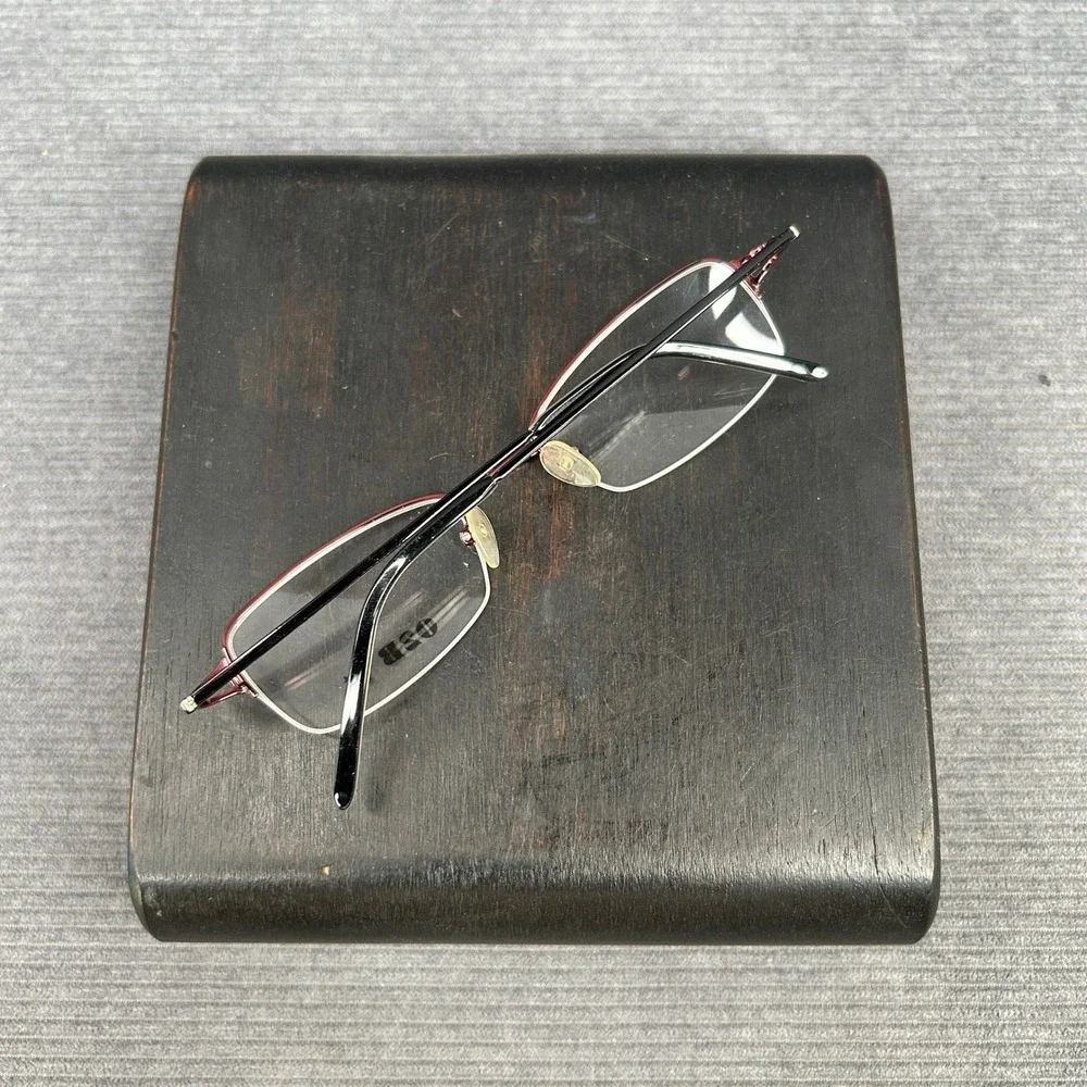 O2B it 9003 Burgundy Semi Rimless Rectangular Y2k Eyeglass Frames on Rhinestone